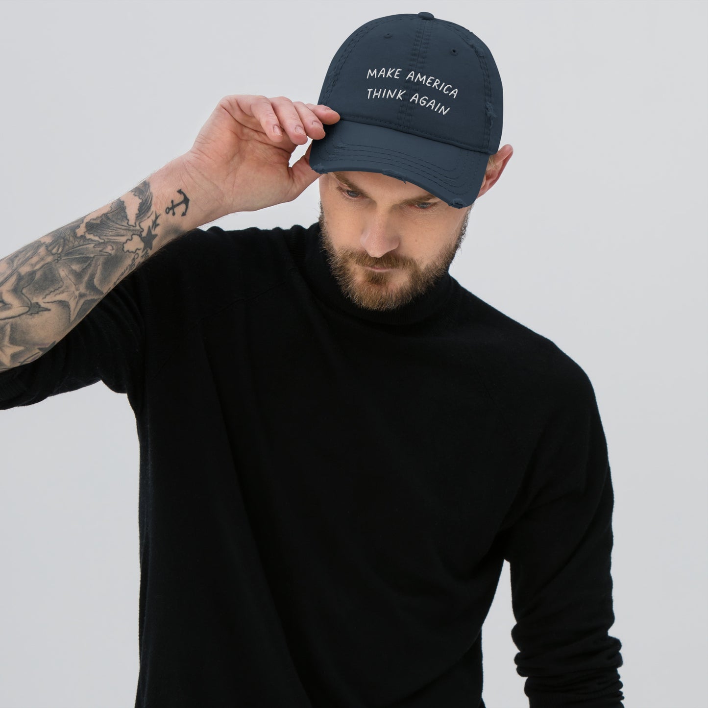 MAKE AMERICA THINK AGAIN Distressed Cap
